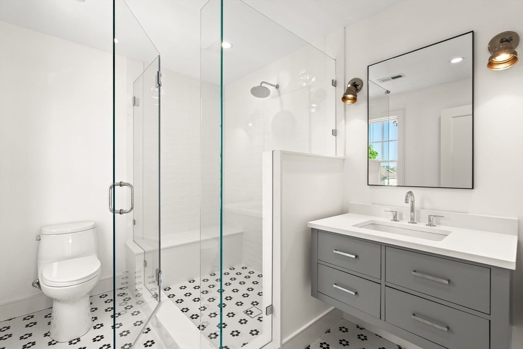 Bathroom, Glass Shower, Interior, Recessed Lighting