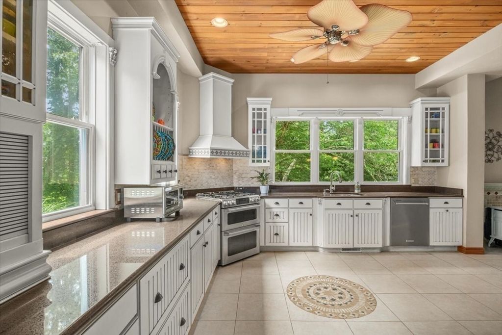 Interior, Kitchen, Recessed Lighting, Stainless Steel Appliances, Wooden Ceilings