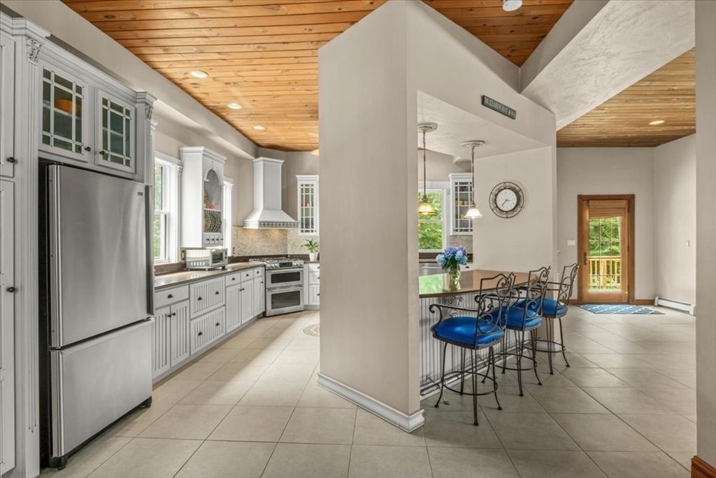 Interior, Kitchen, Recessed Lighting, Stainless Steel Appliances, Wooden Ceilings