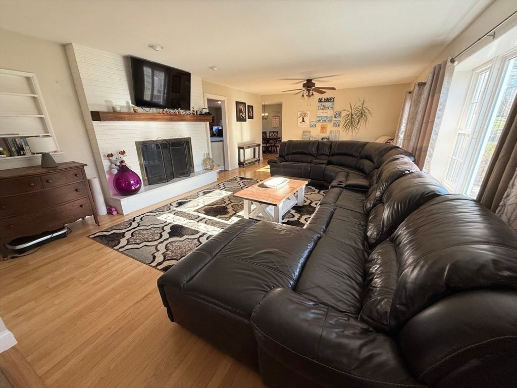 Fireplace, Interior, Living room, Stone Walls, Wood Texture Flooring