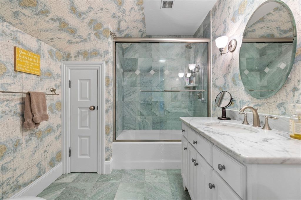 Bathroom, Glass Shower, Interior, Marble Walls