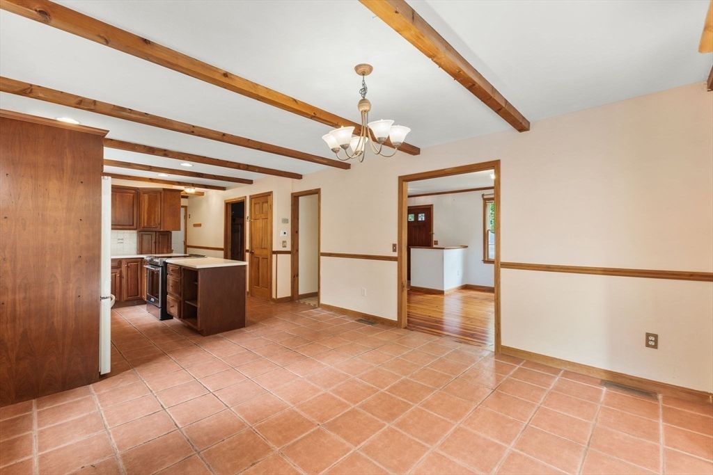 Chandelier, Empty room, Interior, Kitchen, Wooden Beams
