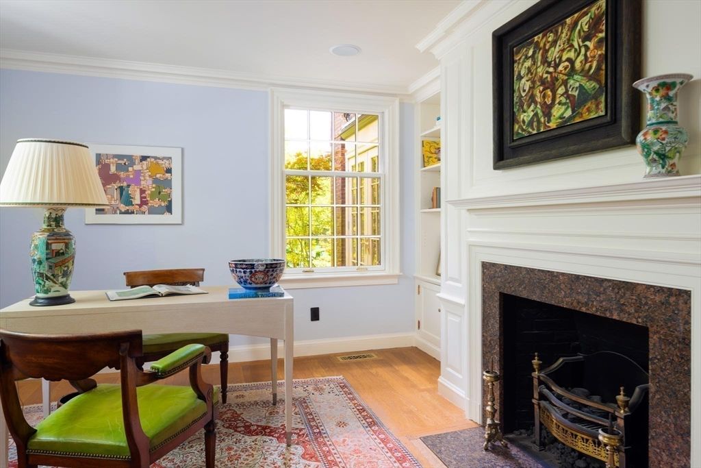 Fireplace, Home Office, Interior, Wood Texture Flooring