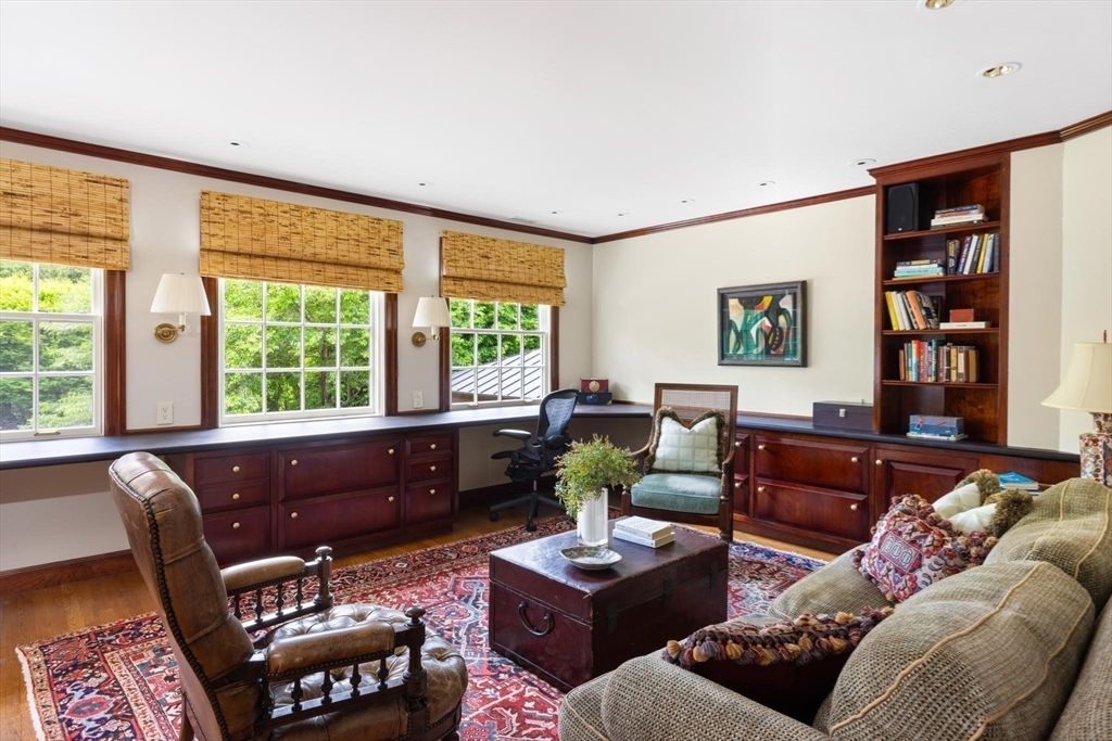 Home Office, Interior, Living room, Recessed Lighting, Wood Texture Flooring