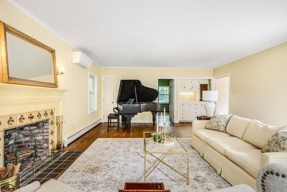 Fireplace, Interior, Living room, Piano, Wood Texture Flooring