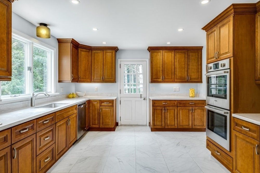 Interior, Kitchen, Marble, Recessed Lighting, Stainless Steel Appliances