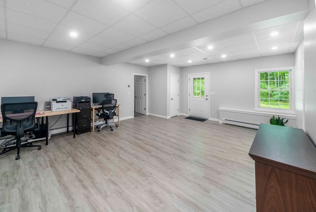 Home Office, Interior, Recessed Lighting, Wood Texture Flooring