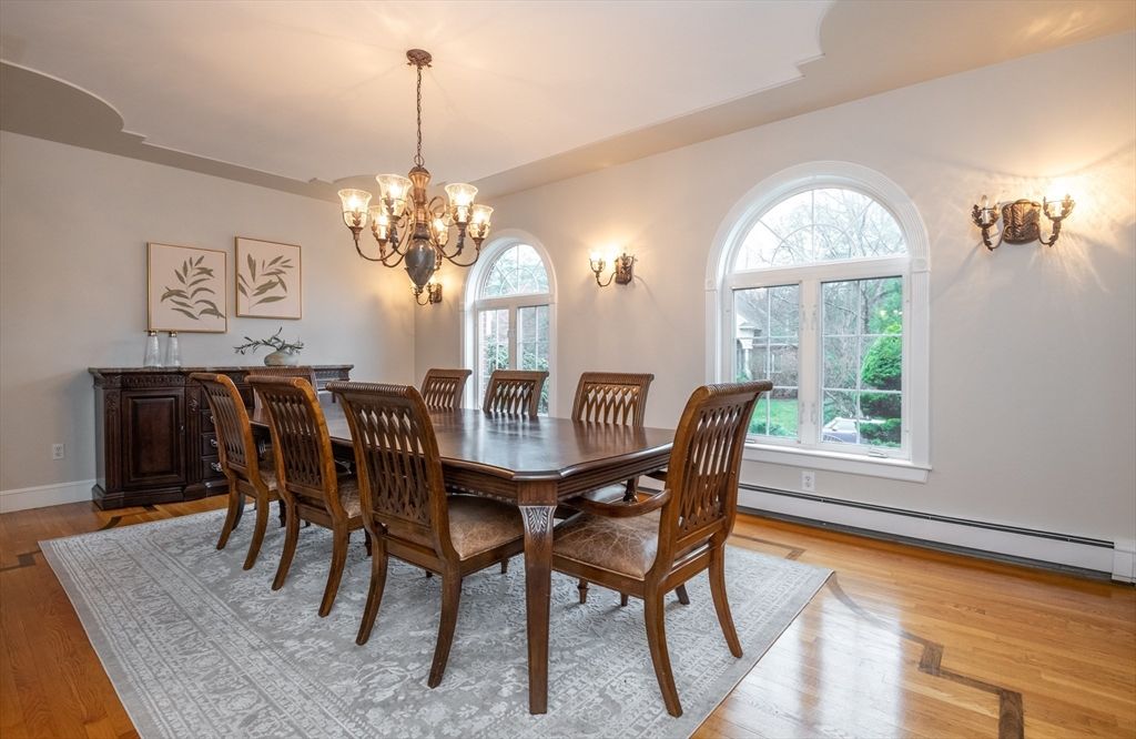 Chandelier, Dining room, Interior, Wood Texture Flooring