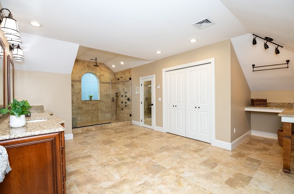 Bathroom, Glass Shower, Interior, Recessed Lighting