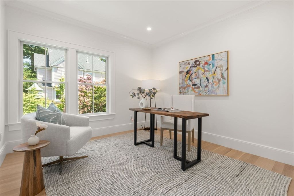 Home Office, Interior, Recessed Lighting, Wood Texture Flooring
