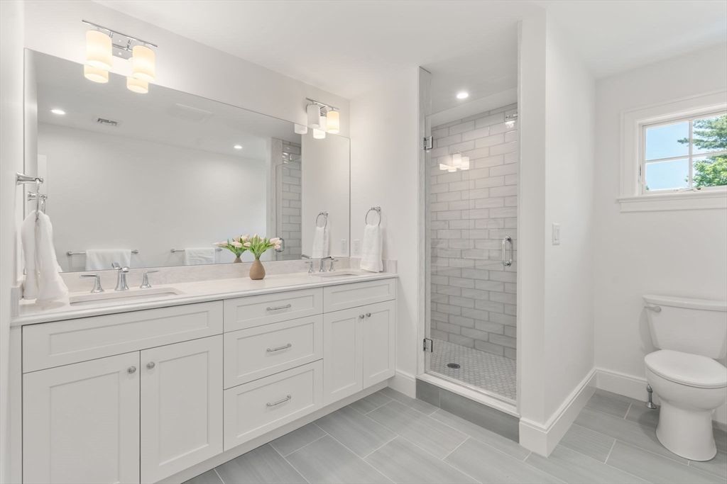 Bathroom, Dual Sink Vanities, Glass Shower, Interior, Recessed Lighting