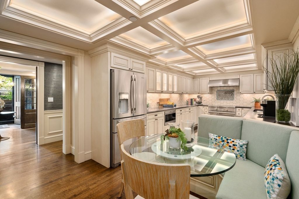 Interior, Kitchen, Living room, Recessed Lighting, Stainless Steel Appliances, Wood Texture Flooring