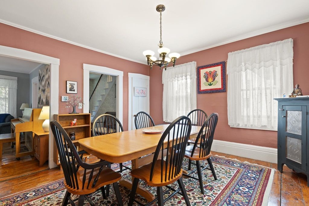 Chandelier, Dining room, Interior, Wood Texture Flooring