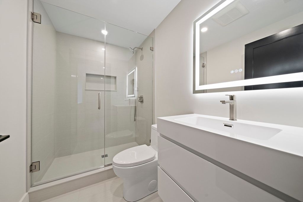Bathroom, Glass Shower, Interior, Recessed Lighting