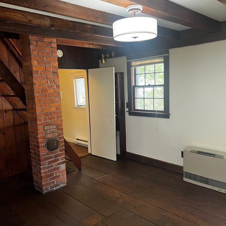 Empty room, Fireplace, Interior, Stone Walls, Wood Texture Flooring