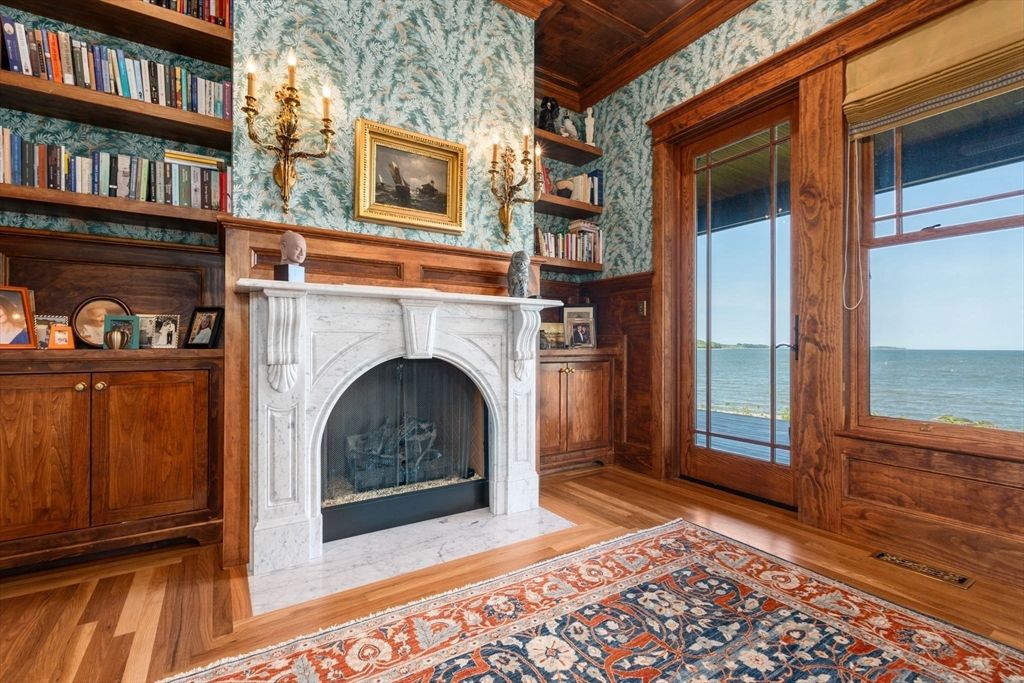 Fireplace, Interior, Water, Wood Texture Flooring, Wooden Walls