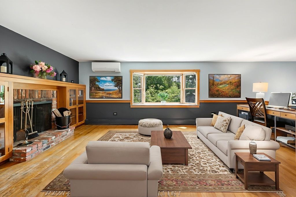 Fireplace, Home Office, Interior, Living room, Wood Texture Flooring