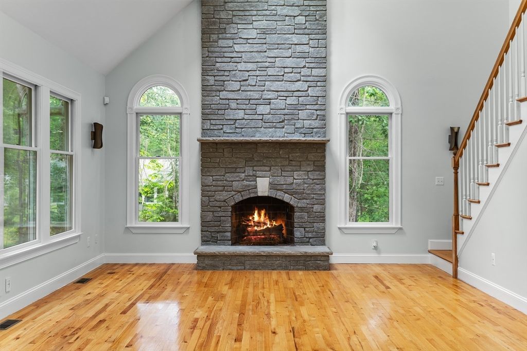 Fireplace, Interior, Stone Walls, Wood Texture Flooring