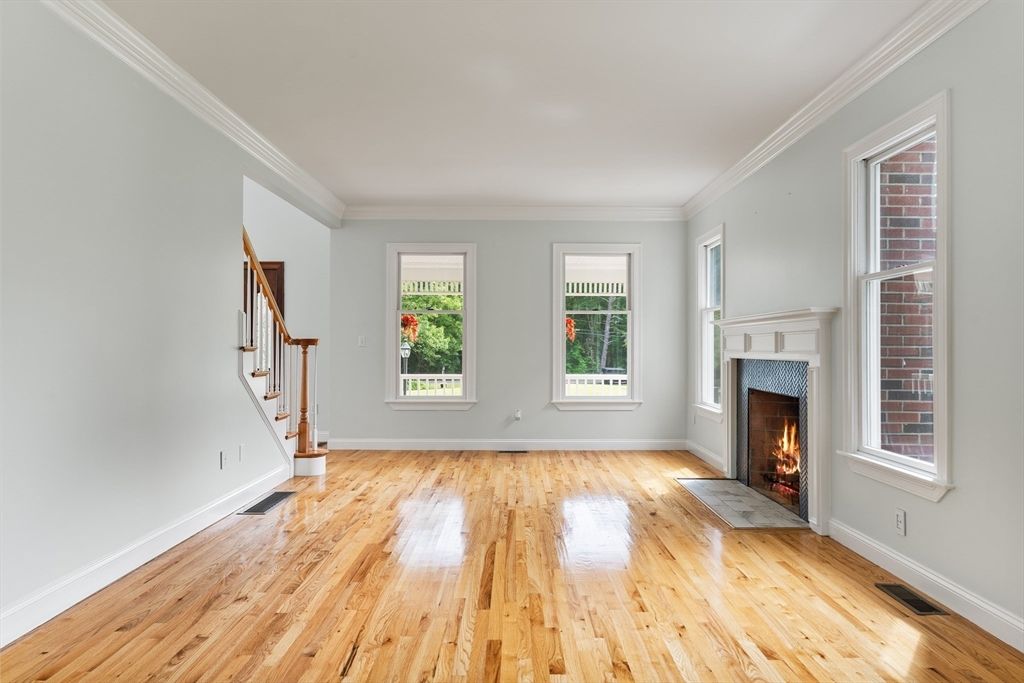 Empty room, Fireplace, Interior, Wood Texture Flooring