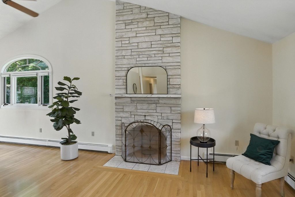 Fireplace, Interior, Stone Walls, Wood Texture Flooring
