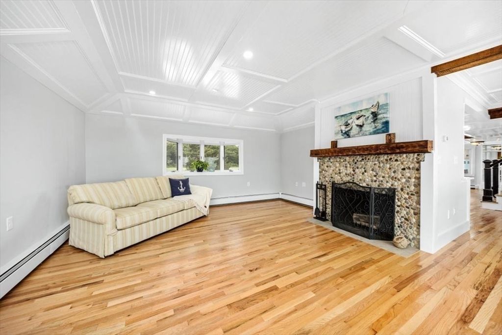 Fireplace, Interior, Recessed Lighting, Wood Texture Flooring