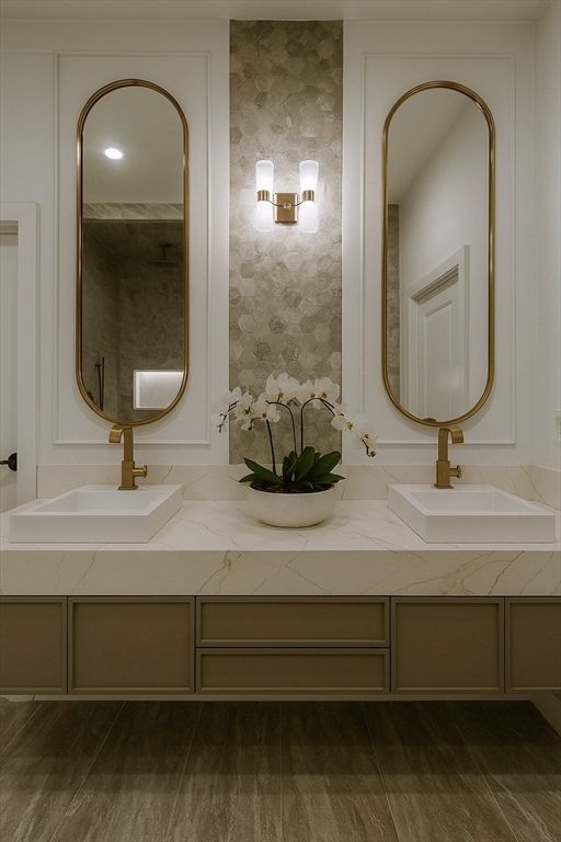 Bathroom, Dual Sink Vanities, Interior, Recessed Lighting