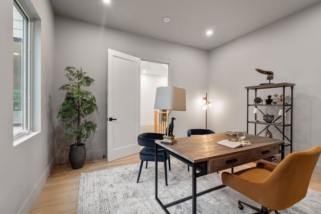 Home Office, Interior, Recessed Lighting, Wood Texture Flooring