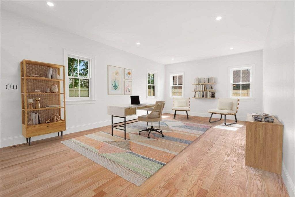 Home Office, Interior, Recessed Lighting, Wood Texture Flooring