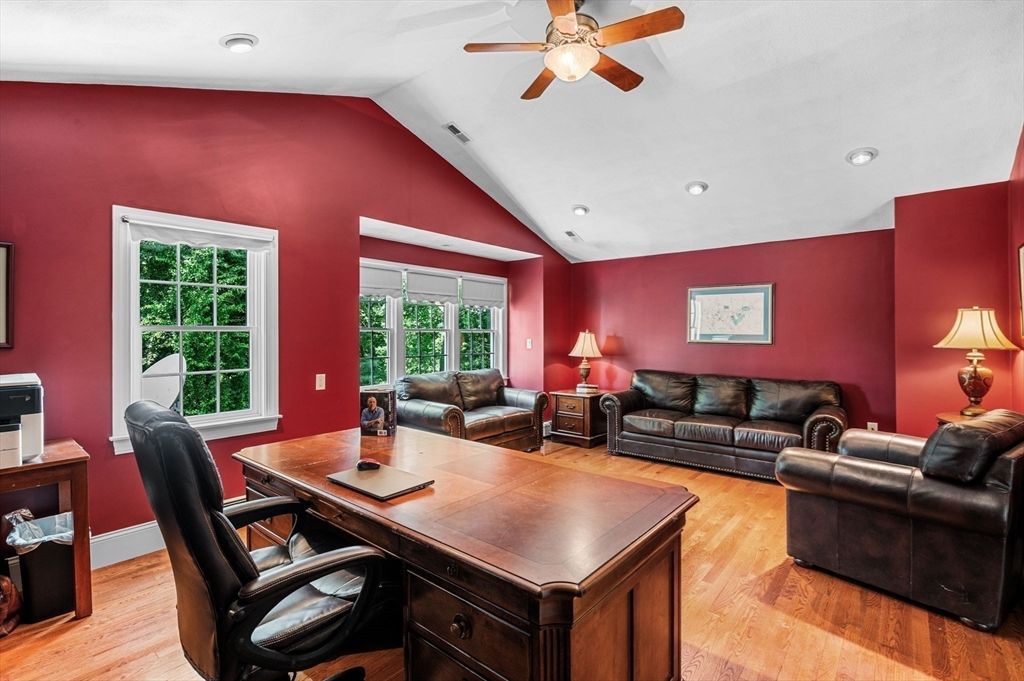 Home Office, Interior, Living room, Recessed Lighting, Wood Texture Flooring