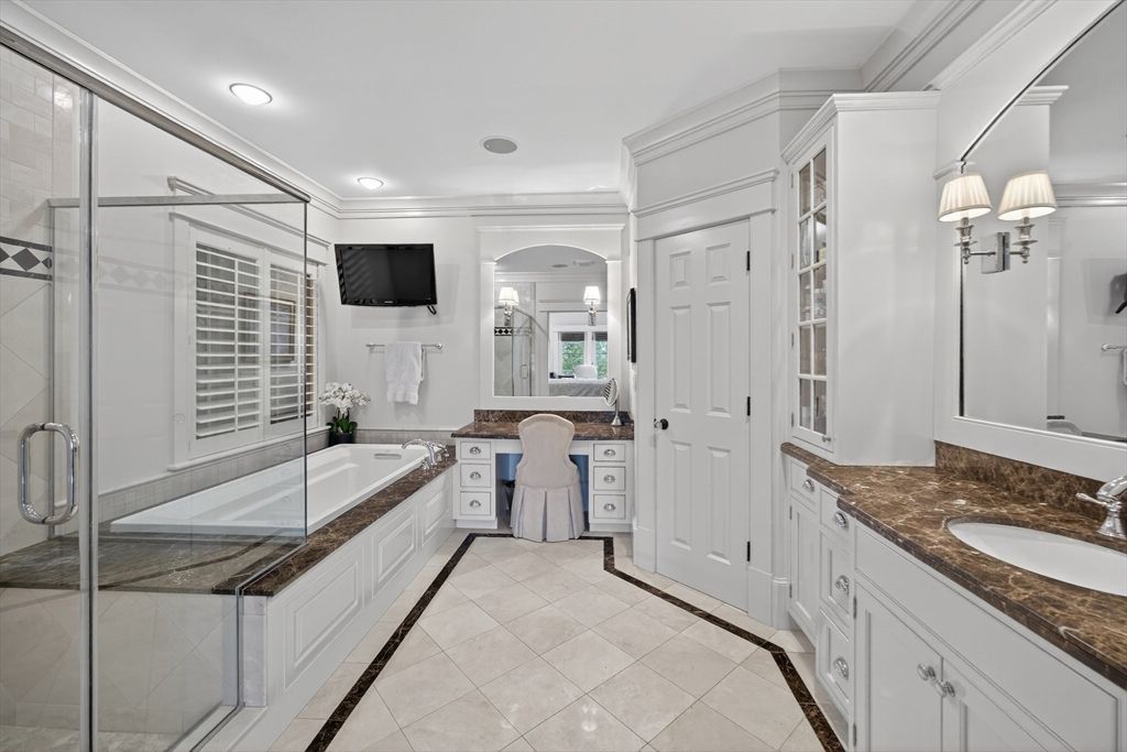 Bathroom, Dual Sink Vanities, Glass Shower, Interior, Recessed Lighting