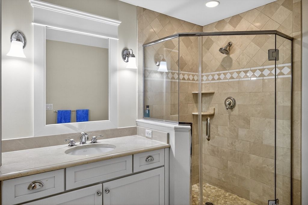 Bathroom, Glass Shower, Interior, Recessed Lighting