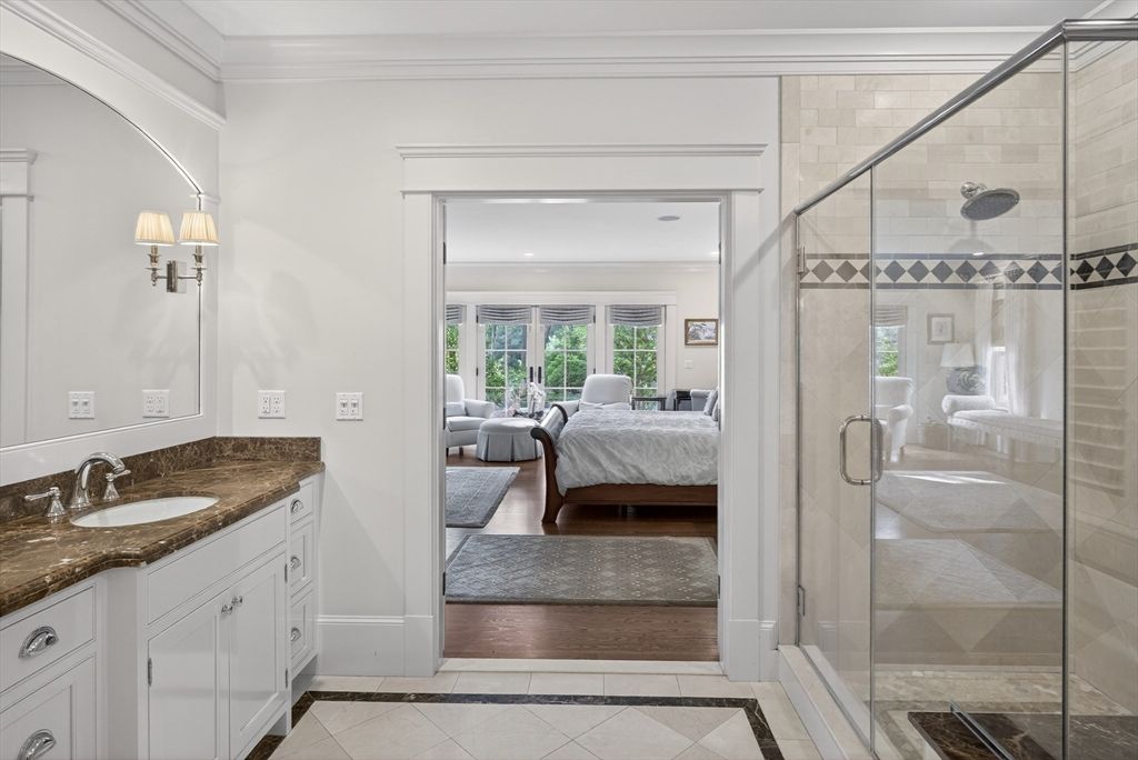 Bathroom, Bedroom, Dual Sink Vanities, Glass Shower, Interior, Recessed Lighting