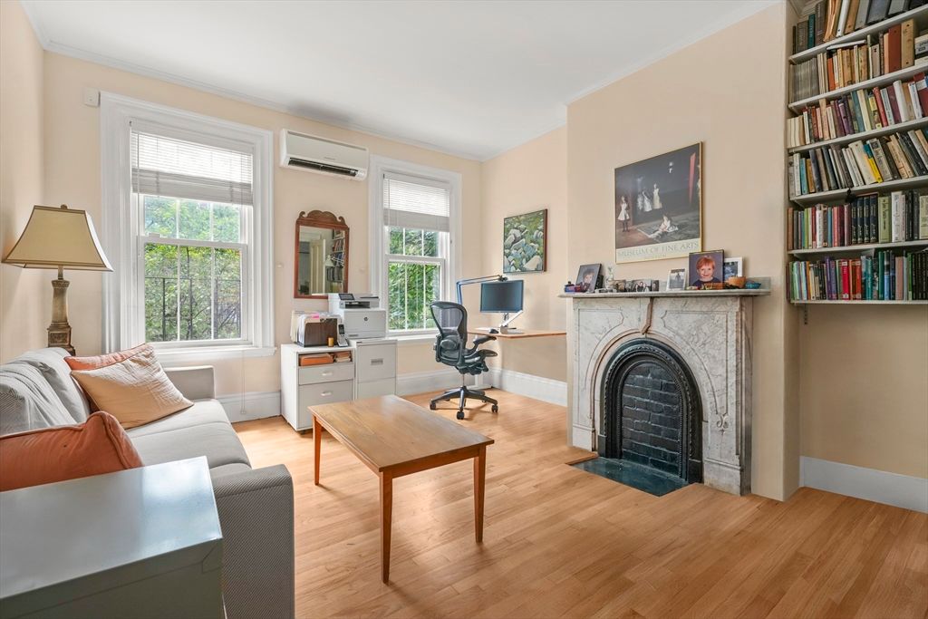 Fireplace, Home Office, Interior, Wood Texture Flooring