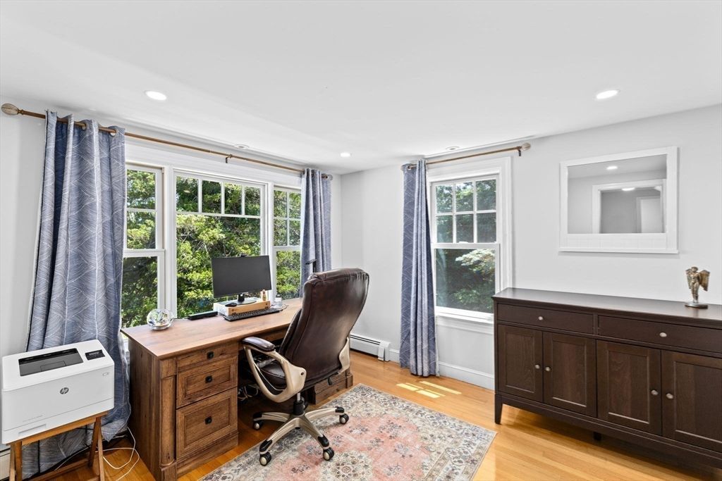 Home Office, Interior, Recessed Lighting, Wood Texture Flooring