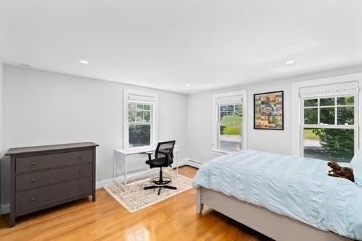 Bedroom, Home Office, Interior, Recessed Lighting, Wood Texture Flooring