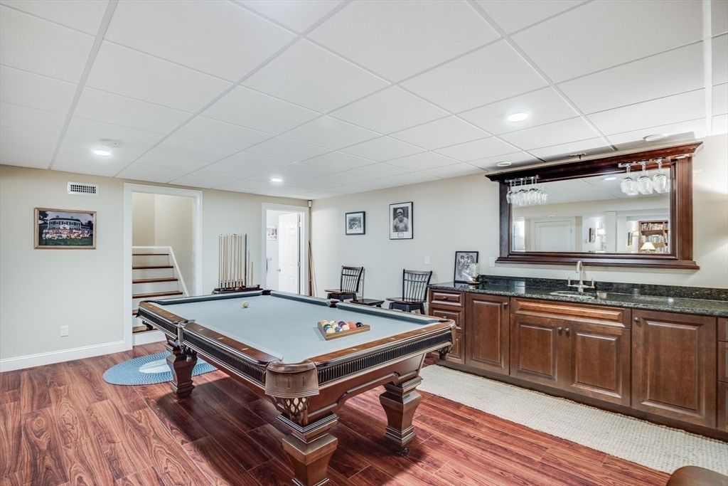 Billiard Table, Game Room, Interior, Recessed Lighting, Wood Texture Flooring