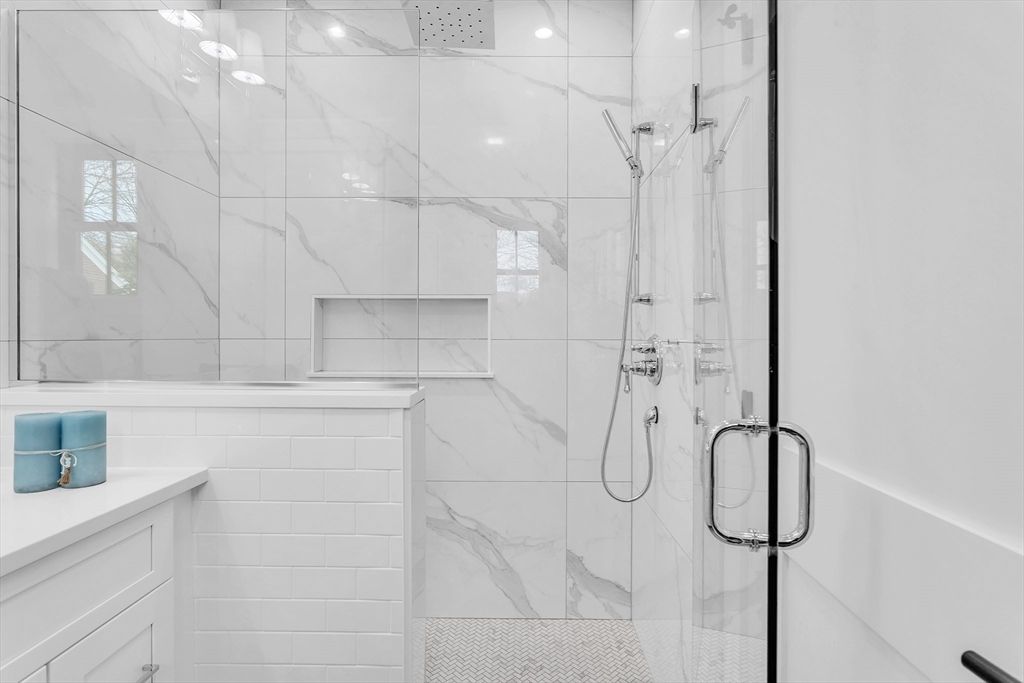 Bathroom, Glass Shower, Interior, Marble Walls