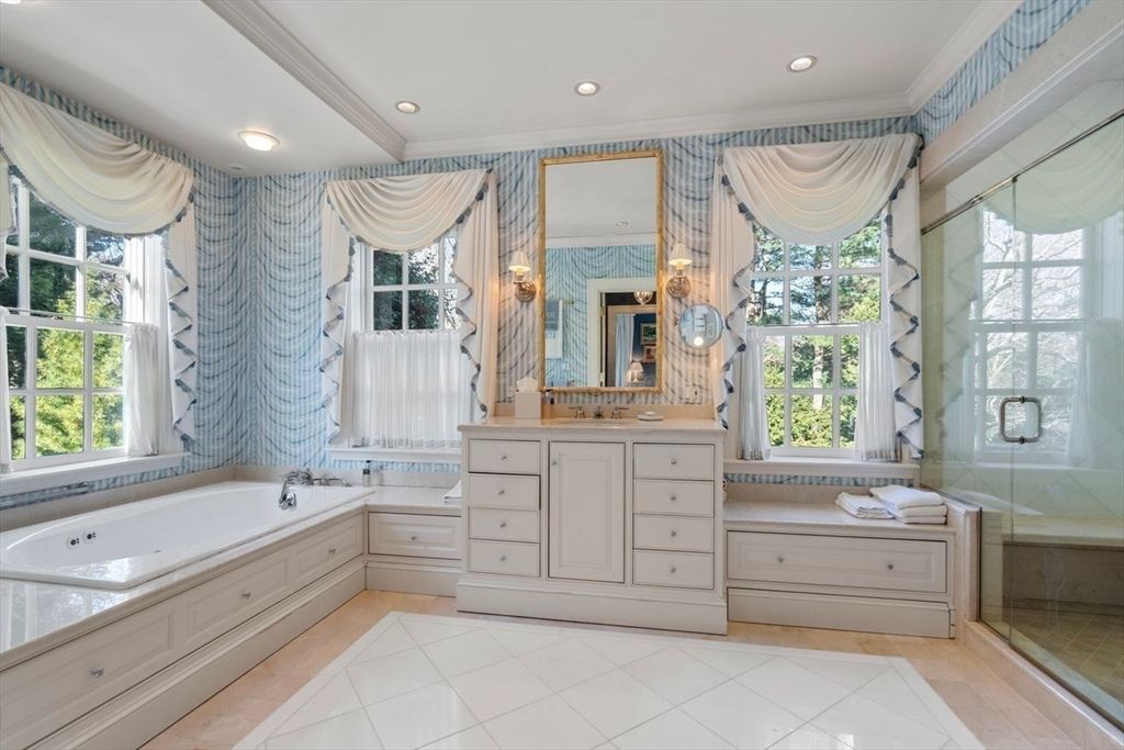Bathroom, Dual Sink Vanities, Glass Shower, Interior, Recessed Lighting