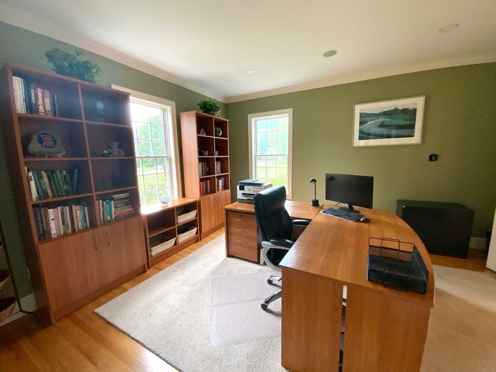 Home Office, Interior, Recessed Lighting, Wood Texture Flooring
