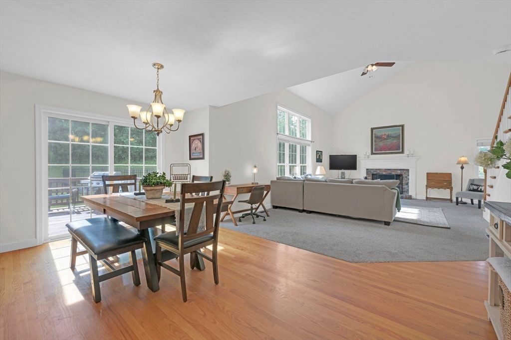 Chandelier, Dining room, Fireplace, Interior, Living room, Wood Texture Flooring