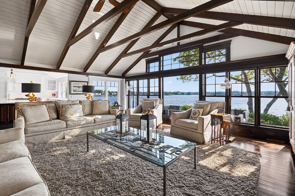 Interior, Living room, Water, Wooden Beams, Wood Texture Flooring