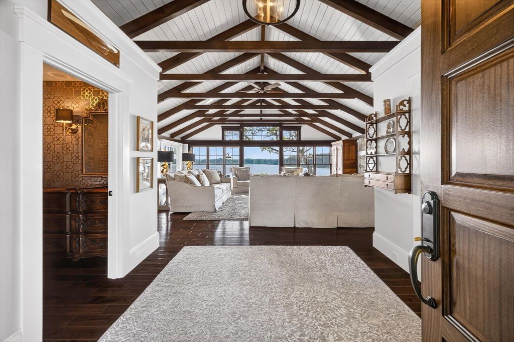 Interior, Living room, Water, Wooden Beams, Wood Texture Flooring