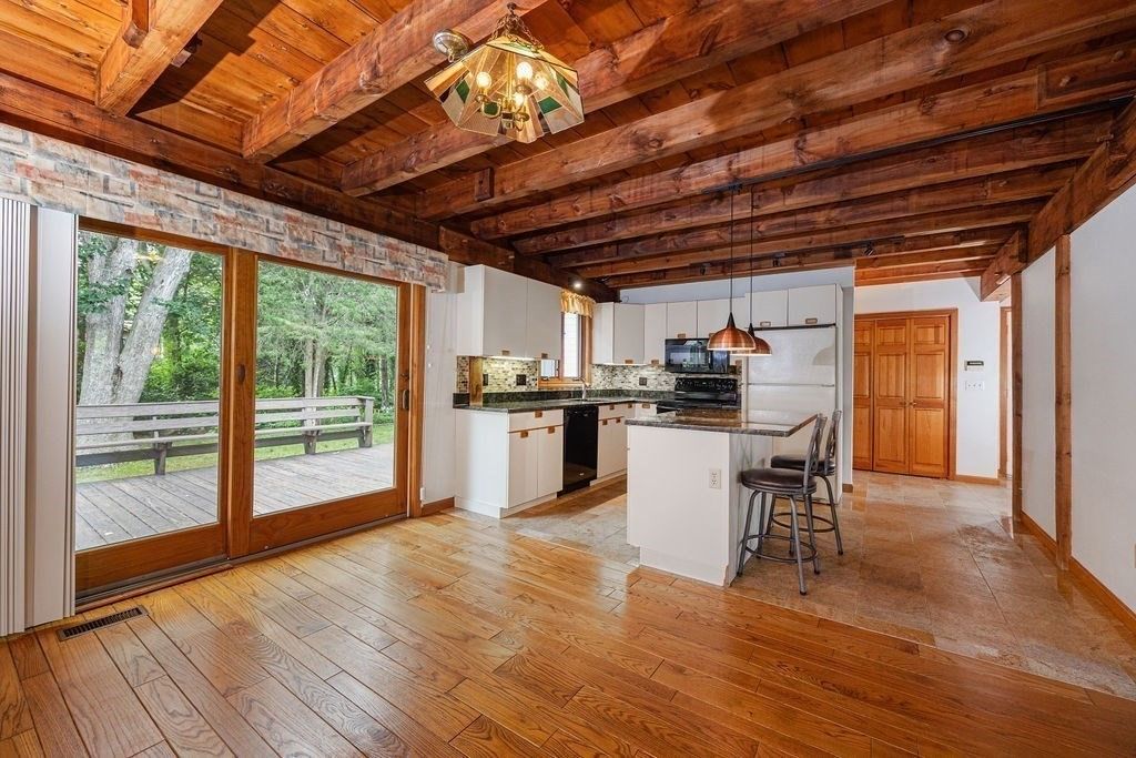 Interior, Kitchen, Pendant Lights, Wooden Beams, Wooden Ceilings, Wood Texture Flooring