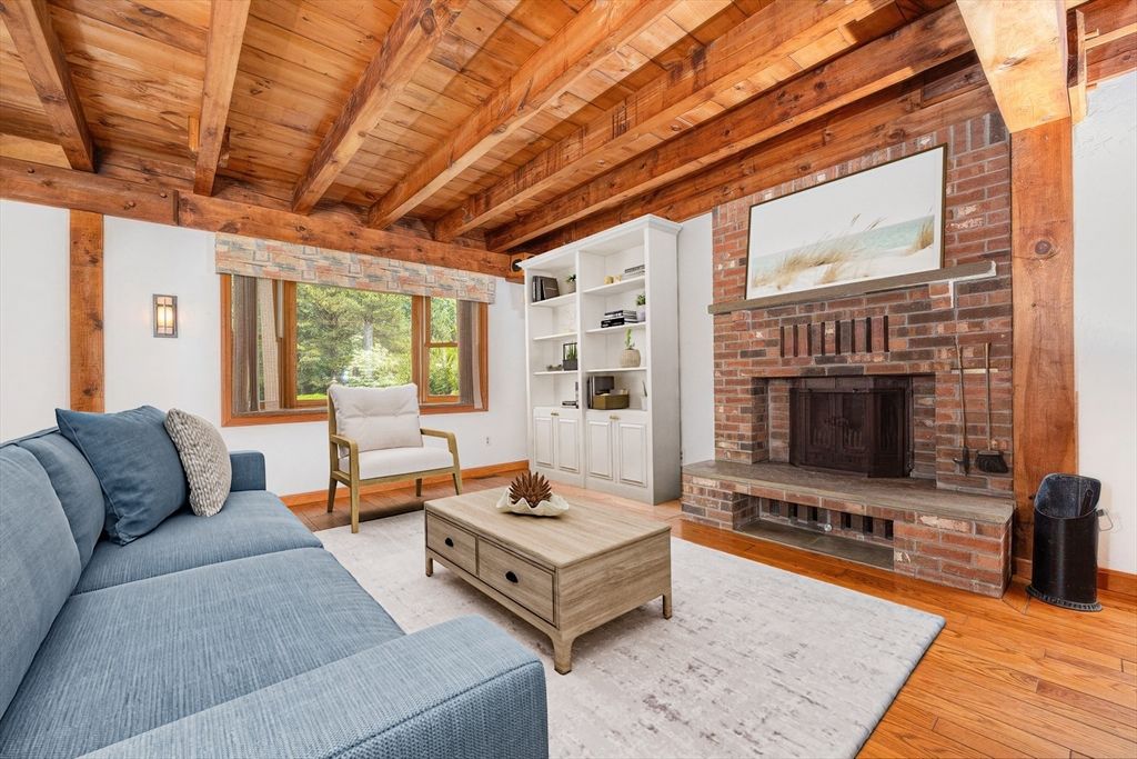 Fireplace, Interior, Living room, Stone Walls, Wooden Beams, Wooden Ceilings, Wood Texture Flooring