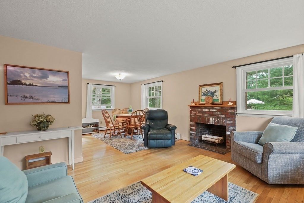 Dining room, Fireplace, Interior, Living room, Wood Texture Flooring
