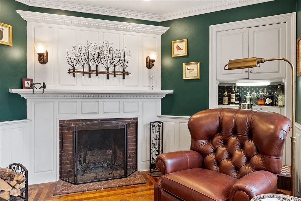 Fireplace, Interior, Recessed Lighting, Wood Texture Flooring