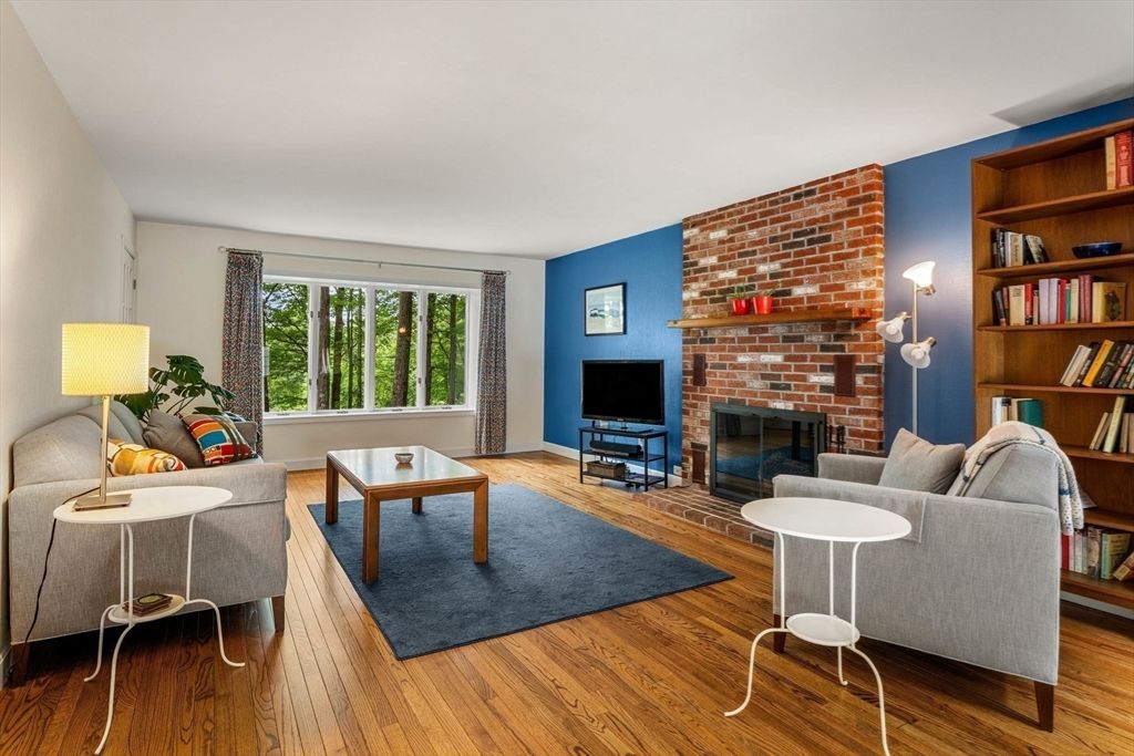 Fireplace, Interior, Living room, Stone Walls, Wood Texture Flooring
