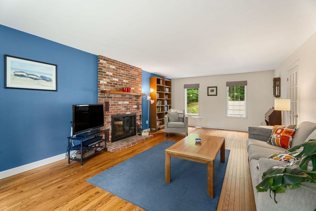 Fireplace, Interior, Living room, Stone Walls, Wood Texture Flooring