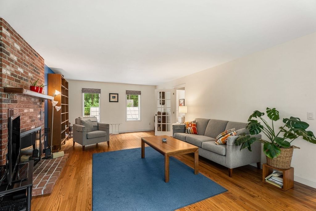 Fireplace, Interior, Living room, Stone Walls, Wood Texture Flooring