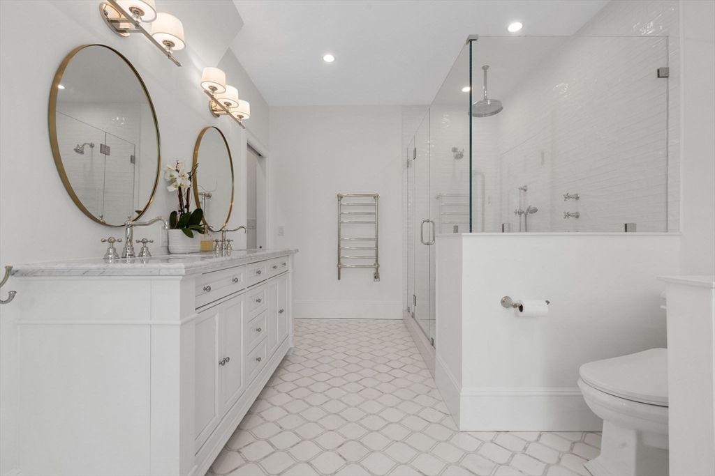 Bathroom, Dual Sink Vanities, Glass Shower, Interior, Recessed Lighting
